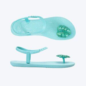 ZHOELALA — Sandals Comfort "TROPICAL LEAVES" • Mint Aqua